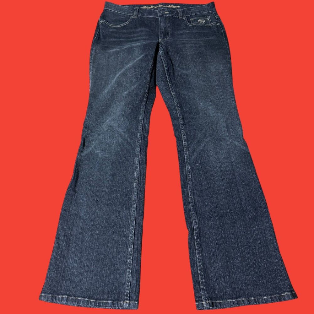 Harley Davidson Womens 8 Black Denim Bootcut Jeans Medium Wash